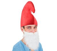 KATELUO Bonnet de Nain Adulte, 2pcs Costume de Nain, Bonnet Elfe de Noël, Chapeau de Noël Lutin, Chapeau Gnome, Barbe de Père Noël, Barbe Blanche, Décoration pour Noël et Carnaval
