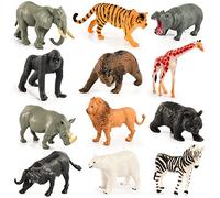 KATELUO Figurine d'animaux, 12pcs Ensemble de Jouets d'animaux de la Jungle, Jouets pour Animaux en Plastique, Figurine Animaux de La Jungle, Mini Animaux Forêt Ensemble, Jeu Educatif Enfant