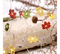 KATELUO Guirlande d'Automne en Feuilles d'Érable, 3 Mètre 30 LED Feuille d'Érable Guirlande Lumineuse à Piles, Halloween Decoration Guirlande de Feuilles Automne pour Hollaween Thanksgiving Noël