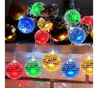 KATELUO Guirlande Lumineuse Boule Disco, 1.5m Guirlande Lumineuse de Noël à Piles, Guirlande de Boules Disco à LED, LED Lumières de Noël Intérieur et Extérieure, pour Décoration Noel, Mariage, Fête