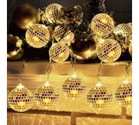 KATELUO Guirlande Lumineuse Boule Disco, 1.5m Guirlande Lumineuse de Noël à Piles, Guirlande de Boules Disco à LED, LED Lumières de Noël Intérieur et Extérieure, pour Décoration Noel, Mariage, Fête