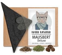 Kater Kasimir MAUSBERT Coussin douillet 2 en 1 souris pour chat Édition Deluxe avec herbe à chat bio, balériane bio et fruits Matatabi en un Fabriqué à la main en Allemagne
