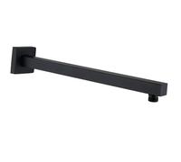 Katezon Bras de Douche Carré Avec Bride, en Acier Inoxydable Massif, 40 cm, Extension de Pommeau de Douche, Montage Mural, Pour Salle de Bain Fixe (Noir Mat)