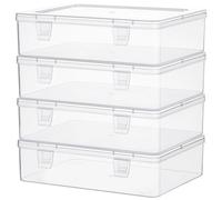 Katfort Lot de 4 petites boîtes de rangement rectangulaires en plastique avec couvercle 22 x 17 x 4 cm, récipients transparents pour le rangement, les perles, les accessoires d'artisanat