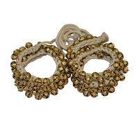 Kathak Ghungroo Bells Paire de bracelets de cheville avec cordon en coton indien en laiton pour cours de danse du ventre 75 + 75 cm