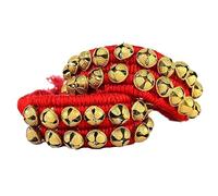 Kathak Ghungroo Paire (12 No. Ghungroo) Grosses cloches attachées avec cordon en coton Style indien classique Danseuses classiques Instrument de musique Pad en velours rouge (20 + 20)