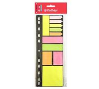 Kathay 86007599. Set de notes adhésives de couleurs, formes et tailles diverses avec support à insérer dans votre classeur à anneaux