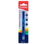Kathay 86210030 Stylo à bille 4 couleurs en 1, rouge, bleu, noir et vert, encre à l'huile, pointe 1 mm.