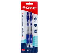 Kathay 86210330 Lot de 2 stylos Clic, encre bleue, base huile, pointe 1 mm, parfaits pour votre matériel scolaire et bureau