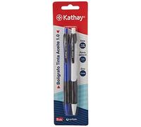 Kathay 86210499. Lot de 2 stylos à encre huile, couleur bleu et noir, pointe 1 mm, parfaits pour le bureau