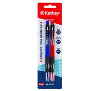 Kathay Lot de 2 stylos à encre à huile bleu et rouge, pointe 1 mm, idéal pour le bureau - 86210498