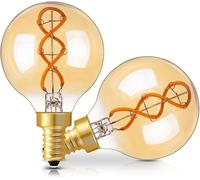 Kathlelxh-2 Pack E14 Vintage Filament Led Bulbs, 3W Dimmable Small Screw Ses Bulb, Equivalent To 25W Incandescent Bulb, 2200K Warm White Amber Glass[H1055]