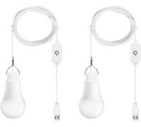Kathlelxh-7w Warm White Dimmable Usb Led Light Bulb 2 Pack, Cable Included, Switch, For Camping, Hiking, Fishing, Hiking, Emergency Lighting And Other Outdoor Activities[H1349]
