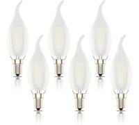 Kathlelxh-Dimmable E14 Led Light Bulb, Flame Bulb, Dimmable, Matt, Warm White (2700k), 4w Equivalent To 40w, 400lm, Pack Of 6[H160]