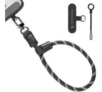 Kathlelxh-Dragonne Réglable Pour Téléphone, 38 Cm, En Cuir Et Nylon, Avec Crochet Intégré Pour Clés Et Accessoires, Pour Iphone, Pour Samsung, Noir - 4990[H2202]