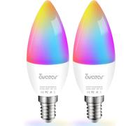 Kathlelxh-E14 Smart Led Bulb 5w 500lm Alexa Wifi Dimmable Bulbs Rgbcw (2700k-6500k) Adjustable And 16 Million Colours, 2 Pack[H1582]