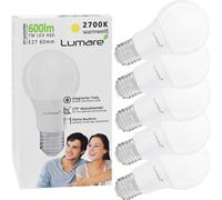 Kathlelxh- E27 7w Led Bulb Replaces 60w Bulb 600 Lumens A60 Bulb In Warm White 2700k 25,000 Hour Life Set Of 5[H1643]