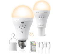 Kathlelxh-E27 Usb-C Rechargeable Bulb With Remote Control, 7w Led Bulbs Dimmable Touch Battery, Three Colour Temperatures Outdoor Camping Backup Bulb With (3000/4000/6000k)[H653]
