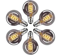 Kathlelxh-E27 Vintage Led Light Bulb Dimmable G80 4w Warm White Decorative Retro Ideal For Home, Cafe, Bar, Smoke Grey, Pack Of 6[H922]