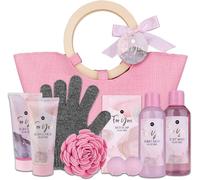 Kathlelxh-Set Cadeau Pink Rose Dans Un Sac À Main - Set De Soins Pour Le Bain Avec Gel Douche, Bain Moussant, Lotion Pour Le Corps, Savon, Éponge, Gant De Gommage Etc - Pour Femmes[H1026]