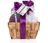 Kathlelxh-- Set De Bain Femme Botanic Spa Dans Corbeille - Kit Soins 4 Pcs Avec Gel Douche, Sel De Bain, Lotion Pour Corps & Éponge Maillée - Ensemble Cadeau Wellness Pour Anniversaire, Sa[H45]
