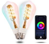 Kathlelxh-Smart Bulb E27, 5W, 350Lm 2700K-6500K Wifi Alexa Led Light Rgb+Ww, Dimmable, Music Sync, 16 Million Colours, Compatible With Alexa, Google Homee 2Pcs[H1572]