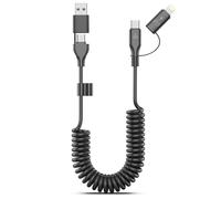 Kathlelxh-Spiral Cable Usb C + Lightning 2 En 1 Câble [Certifié Mfi] 3ft Iphone 15 16 Câble De Chargeur De Voiture 60 W Câble De Charge Rapide Pour Iphone 16, 15, 14, Galaxy Prend En Charge [H1154]