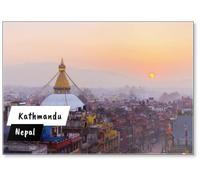 Kathmandu City View on the early Morning on Sunrise with Sunrise and Famous Boudhanath Stupa Temple Boudhanath Boudhanath Architecture traditionnelle tibétaine, Népal, Aimant de réfrigérateur