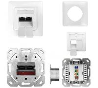 Kathrein ESN 100 Prise réseau encastré insert avec plaque centrale et châssis CAT 6a blanc pur (RAL 9010)