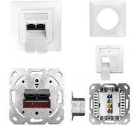 Kathrein ESN 100 Prise réseau encastré insert avec plaque centrale et châssis CAT 6a blanc pur (RAL 9010)