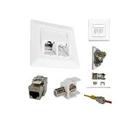 Kathrein ESN 300 Prise réseau encastré insert avec plaque centrale et châssis CAT 6a blanc pur (RAL 9010)