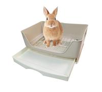 kathson Grand bac à litière pour Lapin, Toilettes d'angle avec tiroir pour Hamster, Cochon d'Inde, Furet, galesaur, Lapin et Autres Animaux (Marron)