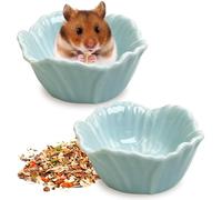 kathson Lot de 2 gamelles en céramique pour hamster, cochon d'Inde, rat, petit animal - Pour ours dorés, hérissons, cochons hollandais, perroquets (bleu)