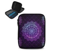 Kathyboom Étui à crochet vide violet mandala avec emplacements pour aiguilles à crochet, sac pour les amateurs de crochet, kit de crochet pour débutants