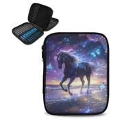 Kathyboom Étui de rangement vide pour crochet - Motif cheval et papillon - Pour aiguilles à tricoter circulaires, crochets et fournitures de crochet