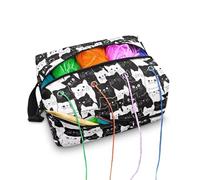 Kathyboom Sac à crochet avec motif chats noirs pour le rangement du fil, sac à crochet résistant à l'eau, sac à tricoter avec bretelles
