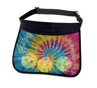 Kathyboom Support de balle de tennis arc-en-ciel Tie Dye Pickleball avec ceinture antidérapante, peut contenir 8 à 10 balles pour pickleball, golf, course à pied, mains libres