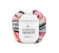 Katia Concept Symmetric Socks & More Infinity Lot de 4 pelotes de laine pour chaussettes avec dégradé de couleur, 4 brins, 75 % laine mérinos sans mulesing, 25 % polyamide (90)