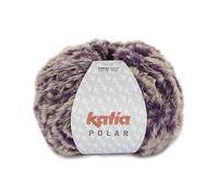 Katia Polar est un fil de cheveux très doux et moelleux dans les couleurs du 80 au 87. Pour tricoter avec des aiguilles de 7 à 8 ou un crochet de 6 à 8. (aubergine-blanc (106)
