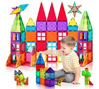 Katiago Construction Magnétiques Enfants Jouet 64 Pièces Jeu de Construction Éducatifs Cadeau pour Garçons et Filles Jouets Magnétiques Plus Forts Blocs deJeux de Construction STEM 3 Ans +