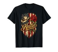 Katie Chapeau de Cowboy Drapeau américain Rose T-Shirt Graphique avec Valeur