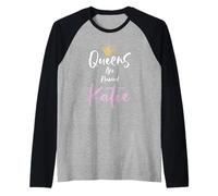 Katie Nom Reine Personnalisé Femme Fille Mignon Rose Noir Manche Raglan