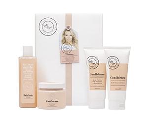 KATIE PIPER Coffret cadeau avec crème douche de 150 ml, trempage de bain de 250 ml, crème pour le corps de 150 ml et gommage pour le corps de 200 g