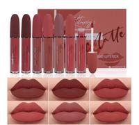 Katiluxiya 6Pcs Liquid Matte Lipstick Set, Long-Lasting Wear Non-Stick Cup Not Fade Waterproof Lip Gloss, Matte Nude Liquid Lipsticks Makeup Gift Kit for Women & Girls, 24 Hour＆Nude Lipstick (01)