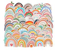 KATIMI 100 Pièces Stickers Boho Arc-En-Ciel,Autocollant Mignons Étanches,Stickers Scrapbooking pour Téléphone,Bouteille D'Eau,Stickers Ordinateur Portable Autocollant Kawaii