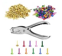 KATIMI 200 Pièces Attache Parisienne, Attaches Parisiennes avec Perforateur de Trous, Mini Brads en Métal Couleur et Or pour Bureau École Scrapbooking Craft Papier Bricolage Artisanat
