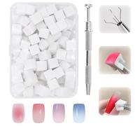 KATIMI 200 Pièces Eponge Ongle, Eponge Babyboomer Ongle avec Pince Métallique, Pinceau Nail Art Ongles, Accessoires de Nail Art Utilisé pour Vréer une Variété de Motifs D'art de L'ongle Dégradés