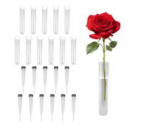 KATIMI 22PCS Tubes à Essai pour Fleurs, Tubes à Fleurs Transparents en Plastique, Vase Tube à Essai 11 × 1,8 cm avec Couvercle en Silicone, Tubes D'orchidées pour Décoration de Compositions Florales