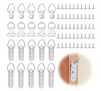 KATIMI 70 Pièces Accroche Tableau Argent Kit, Crochet pour Cadre avec 50 Vis, Triangulaires Attache Cadre D Anneaux, Fixation Cadres pour Photos Miroirs Œuvres Art (4 Formes)
