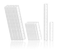 KATIMI Lot de 20 règles en plastique transparent 15 cm 30 cm avec échelle métrique et pouces, outil de mesure de précision pour l'école, le bureau, la maison (2 tailles)
